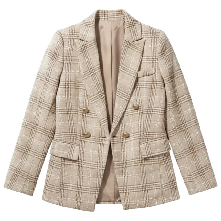 Women's Elegant Checkered Long Sleeve Blazer