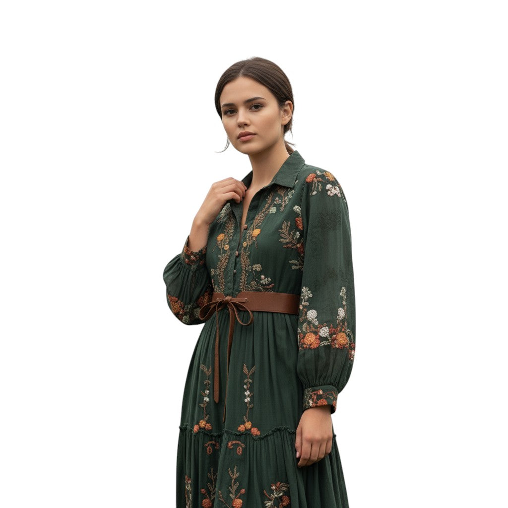 Boho Floral Fall Maxi Dress-Vyana Collective