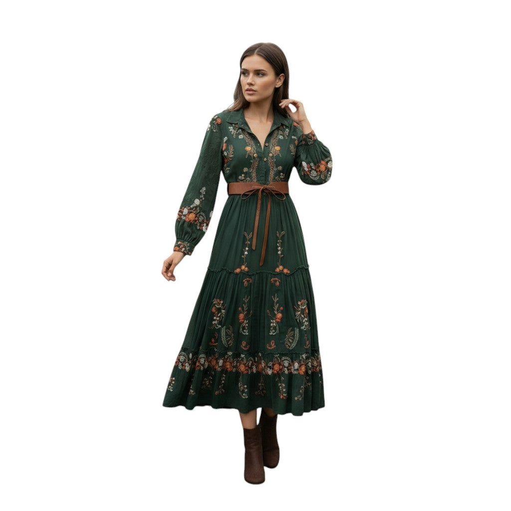 Boho Floral Fall Maxi Dress-Vyana Collective