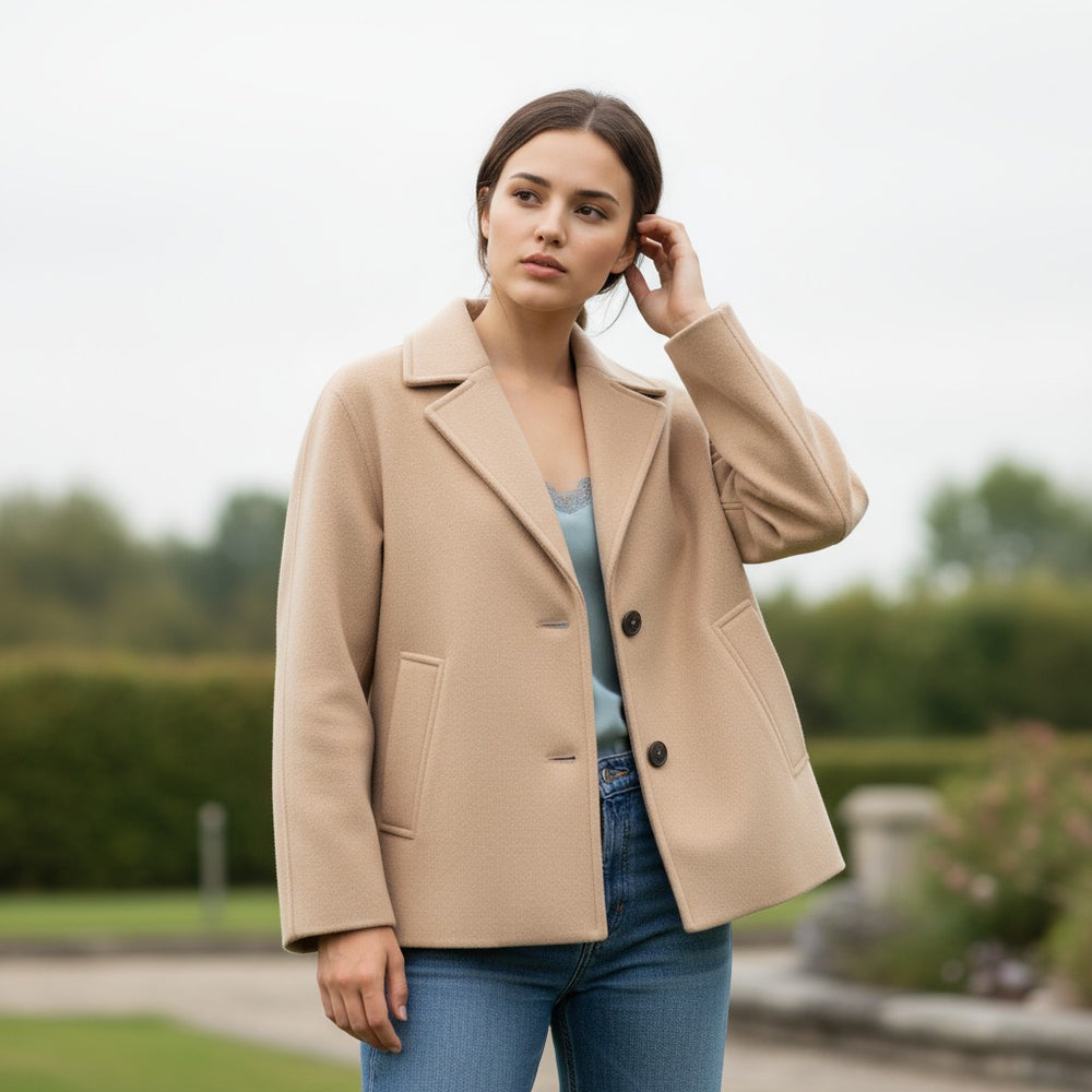 Fall Winter Lapel Woolen Office Coat-Vyana Collective