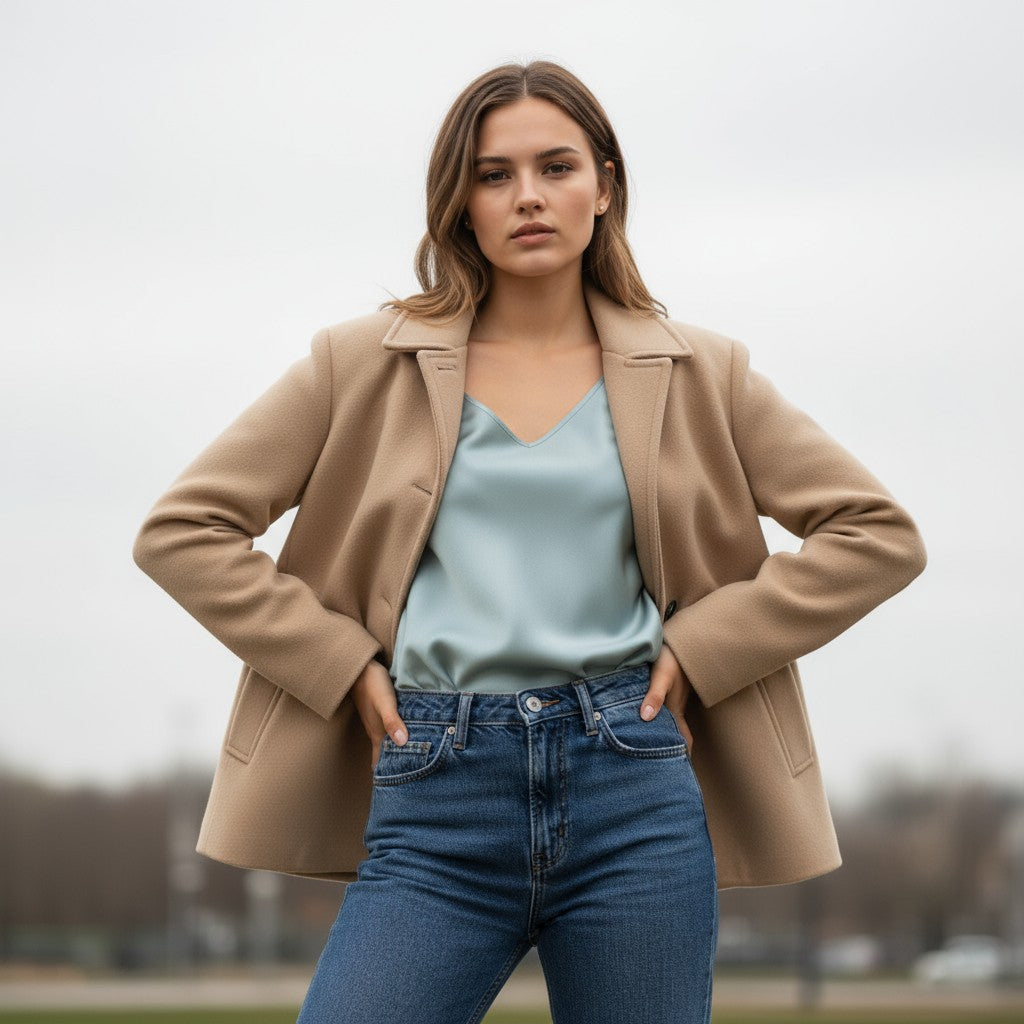 Fall Winter Lapel Woolen Office Coat-Vyana Collective