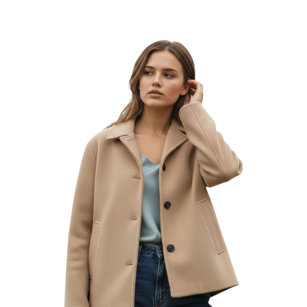 Fall Winter Lapel Woolen Office Coat-Vyana Collective