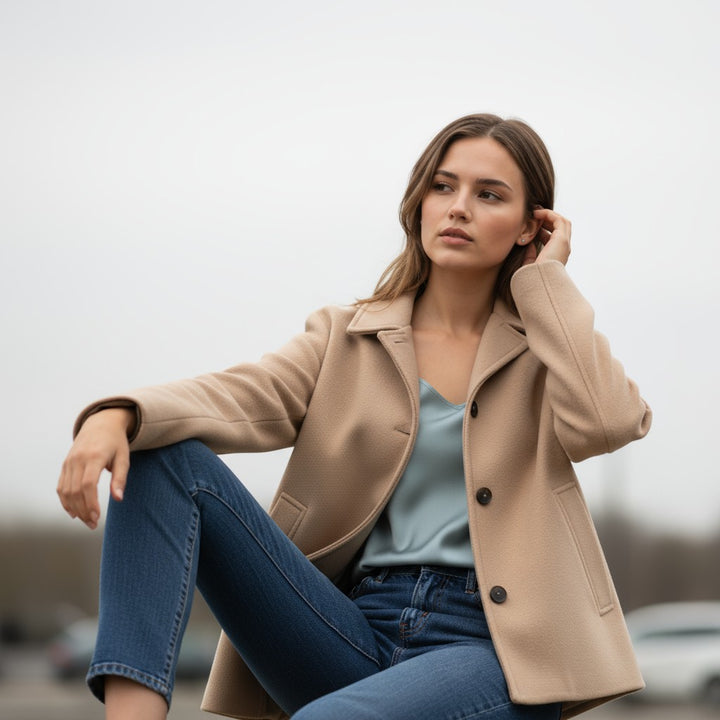 Fall Winter Lapel Woolen Office Coat-Vyana Collective