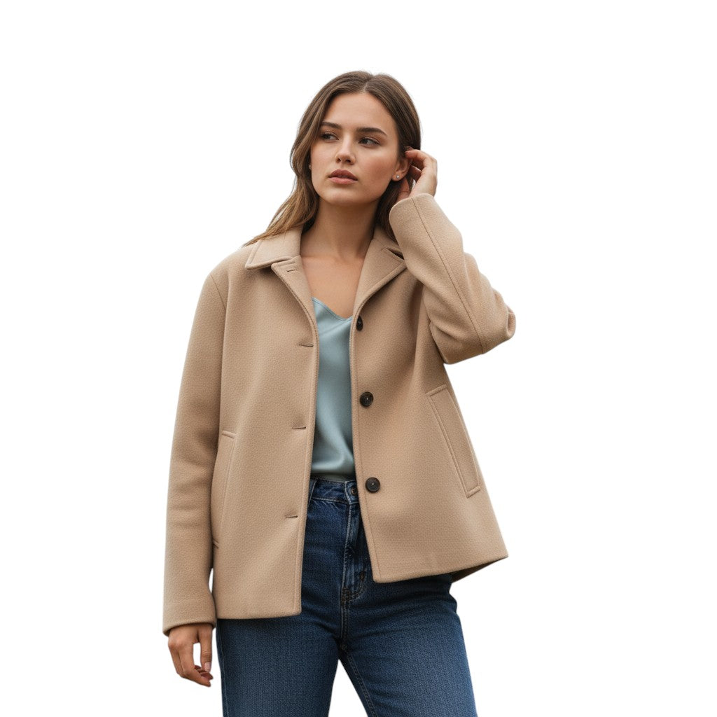 Fall Winter Lapel Woolen Office Coat-Vyana Collective