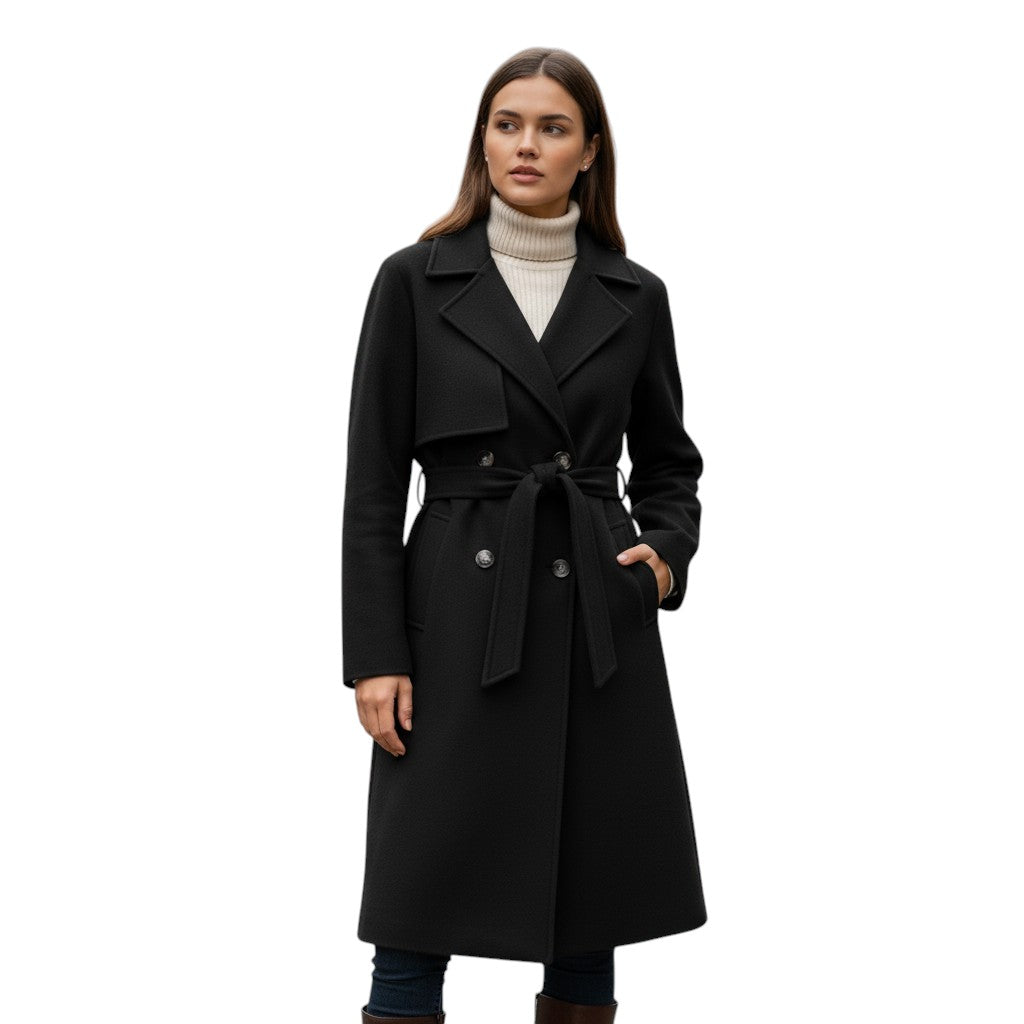 Lapel Double-Breasted Trench Coat-Vyana Collective
