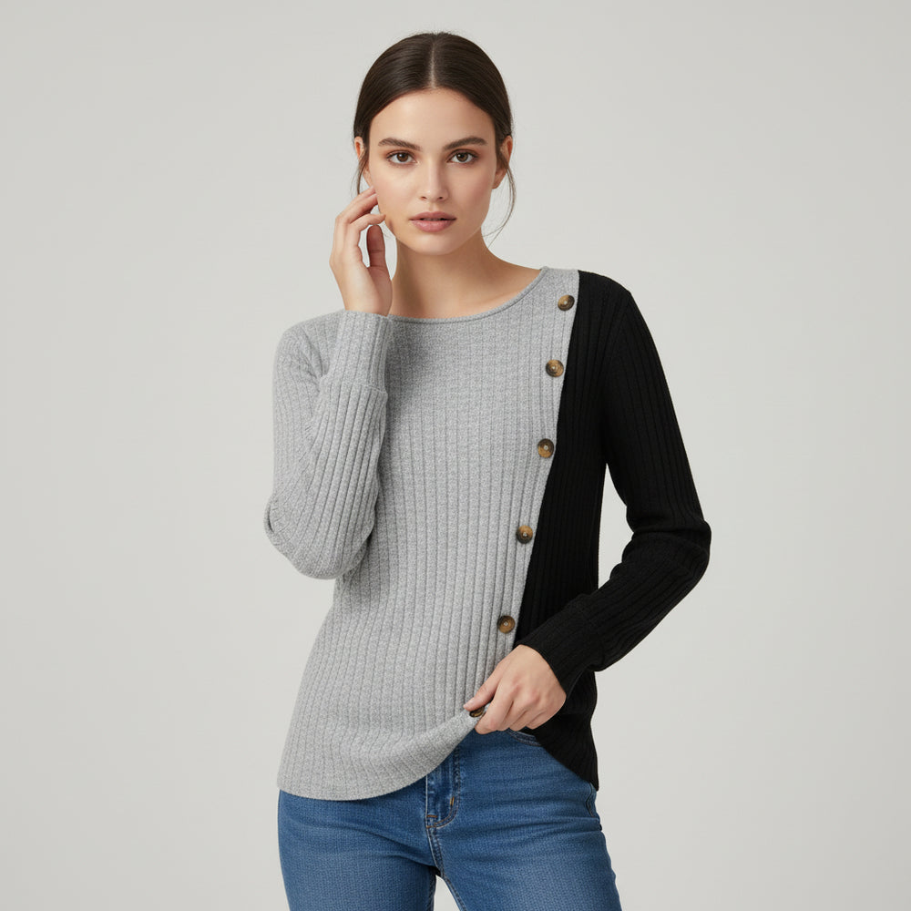 Multicolor Striped Long Sleeve Knit T-Shirt-Vyana Collective