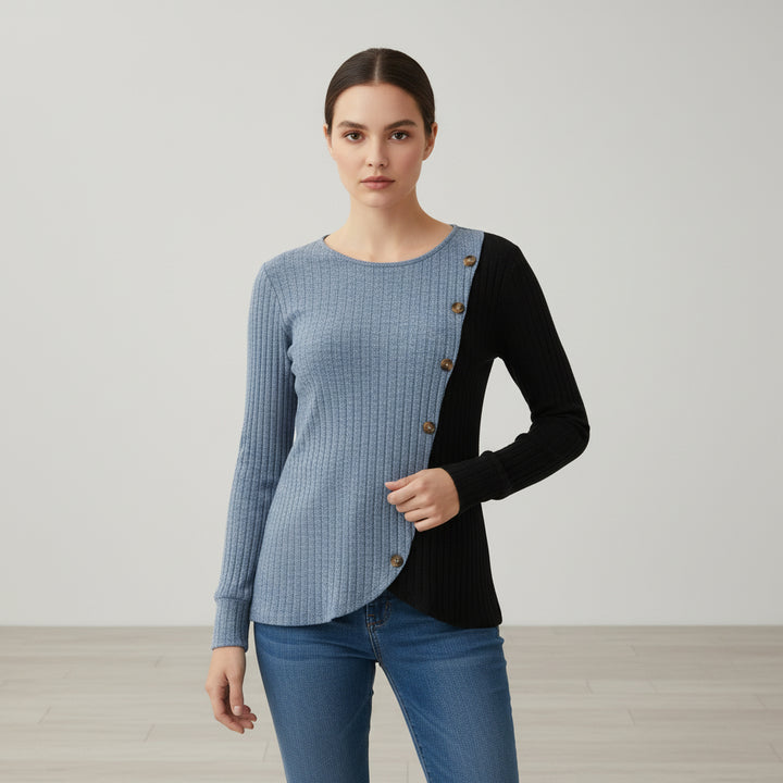Multicolor Striped Long Sleeve Knit T-Shirt-Vyana Collective