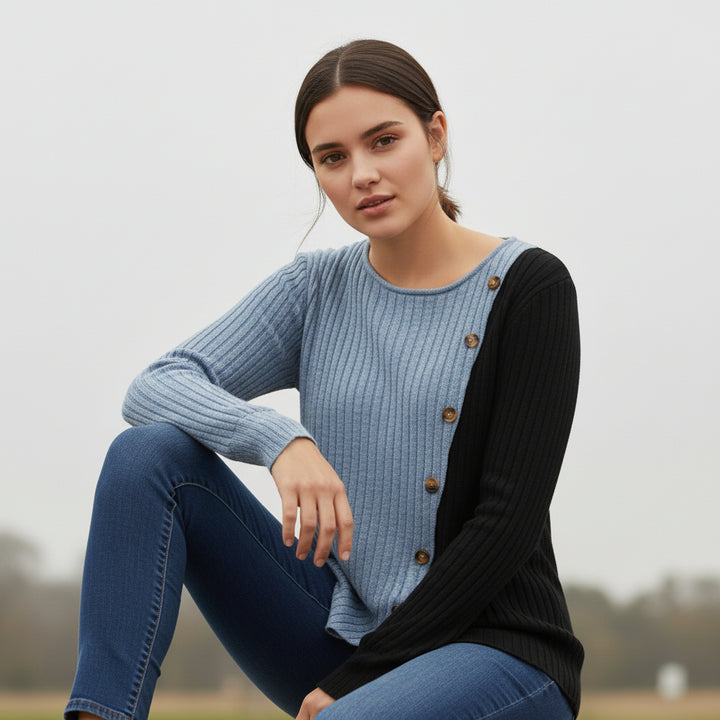 Multicolor Striped Long Sleeve Knit T-Shirt-Vyana Collective