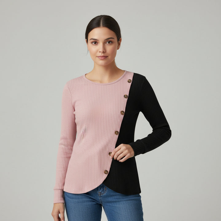 Multicolor Striped Long Sleeve Knit T-Shirt-Vyana Collective