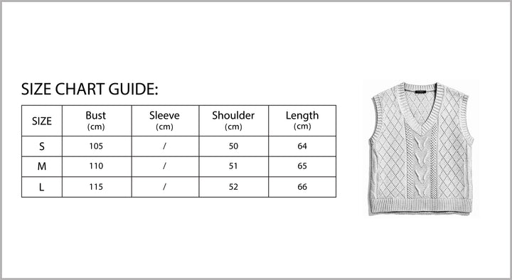 V-Neck Sleeveless Cable Knit Sweater with Hollow-Out Design-Vyana Collective