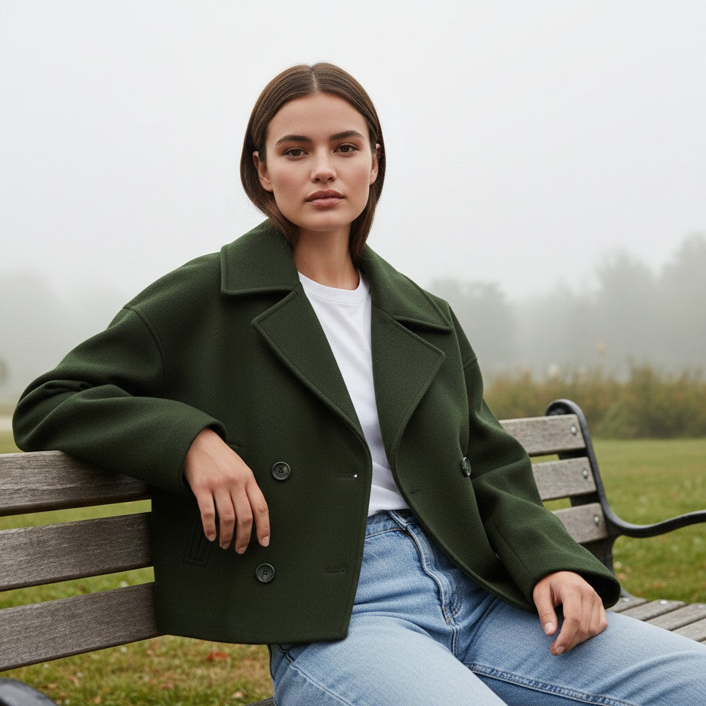 Vyana Collective Double-Breasted Short Women’s Coat-Vyana Collective