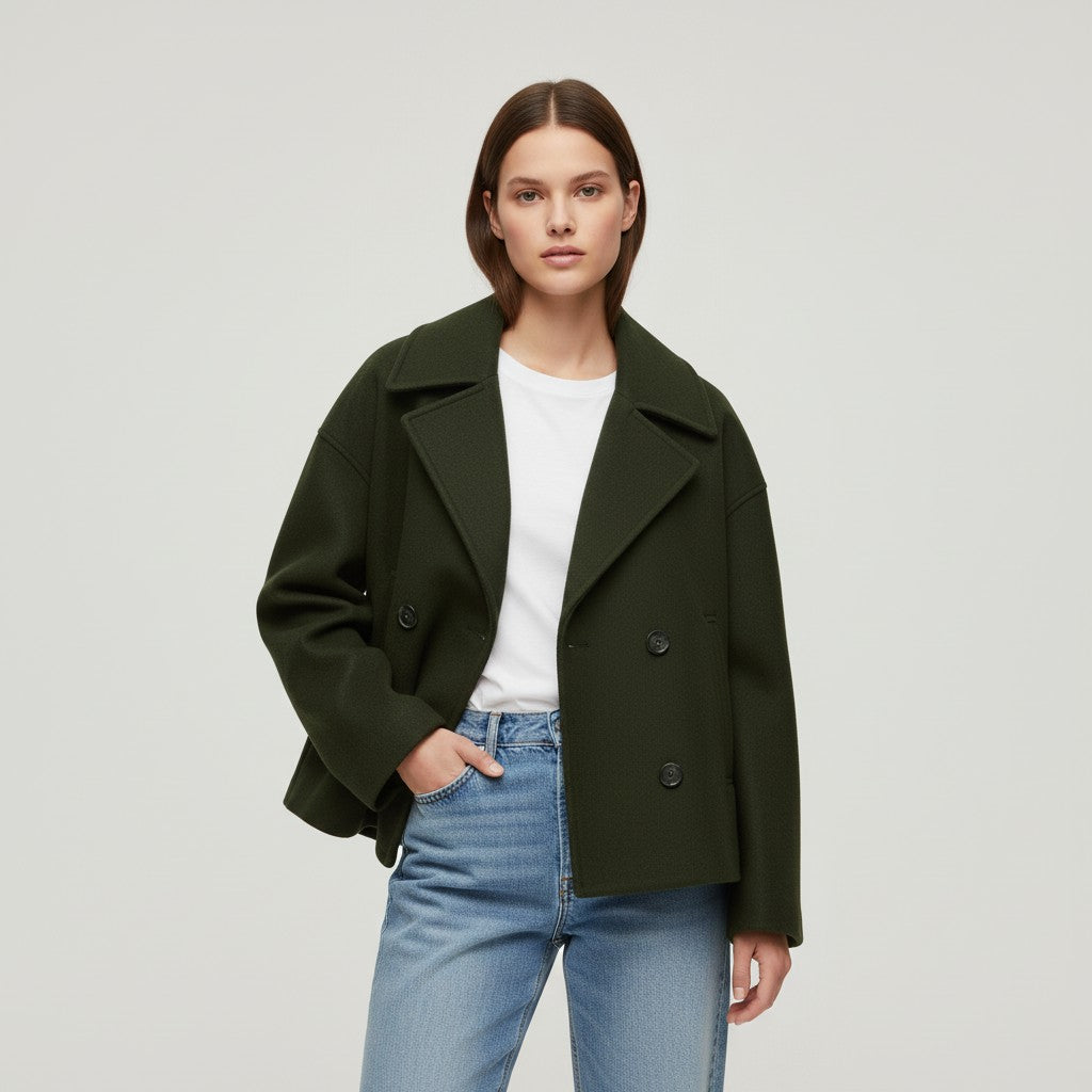 Vyana Collective Double-Breasted Short Women’s Coat-Vyana Collective