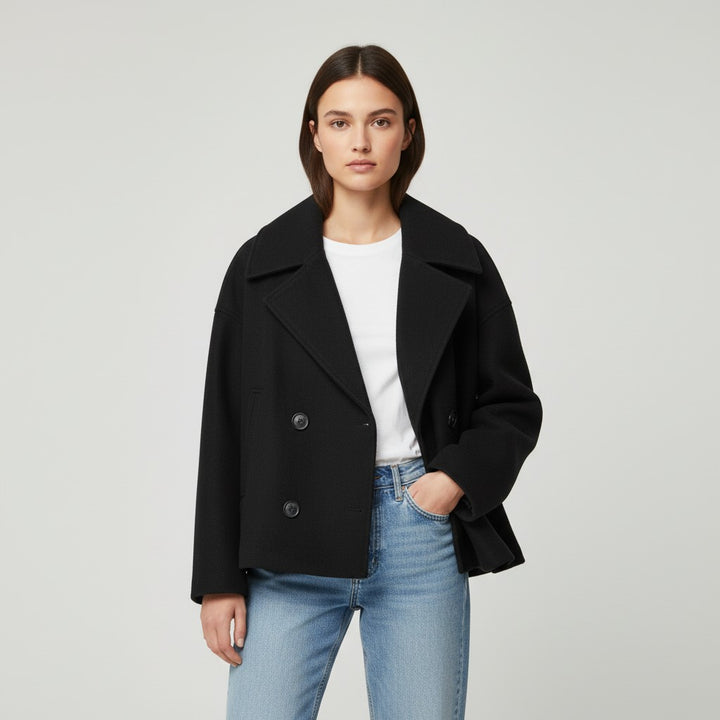 Vyana Collective Double-Breasted Short Women’s Coat-Vyana Collective