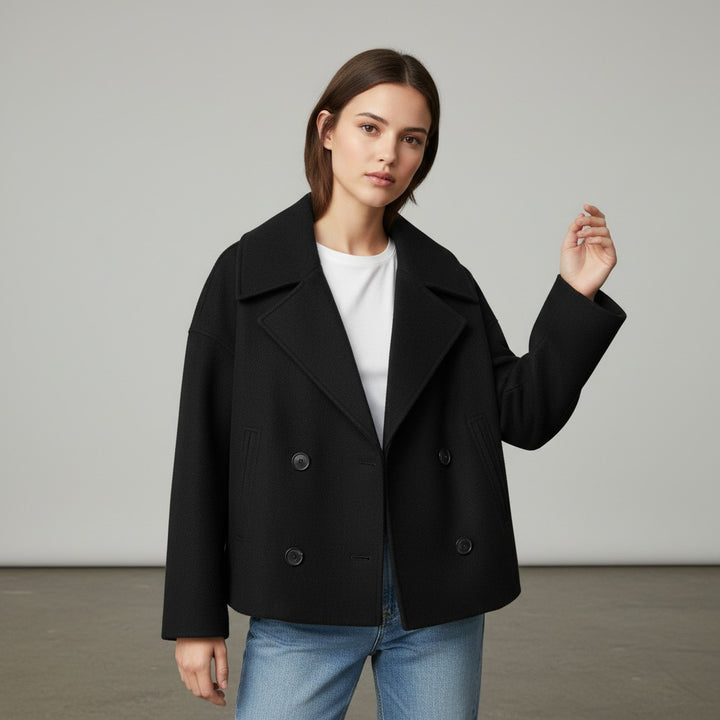 Vyana Collective Double-Breasted Short Women’s Coat-Vyana Collective