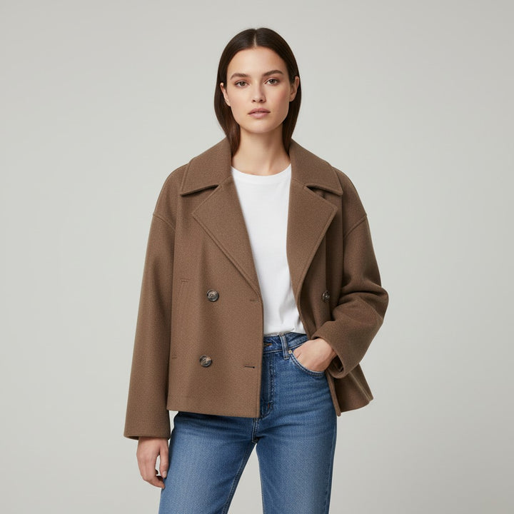 Vyana Collective Double-Breasted Short Women’s Coat-Vyana Collective