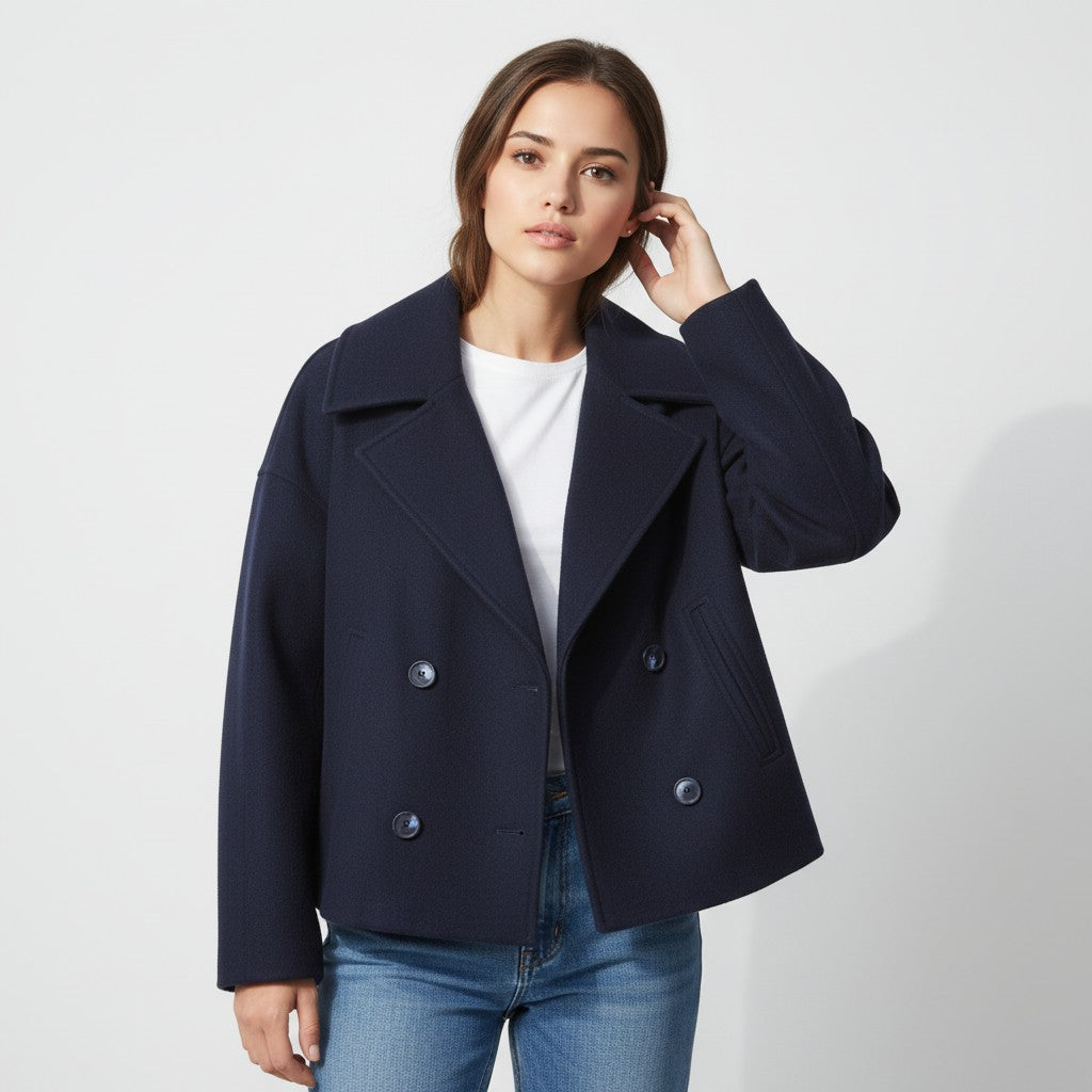 Vyana Collective Double-Breasted Short Women’s Coat-Vyana Collective
