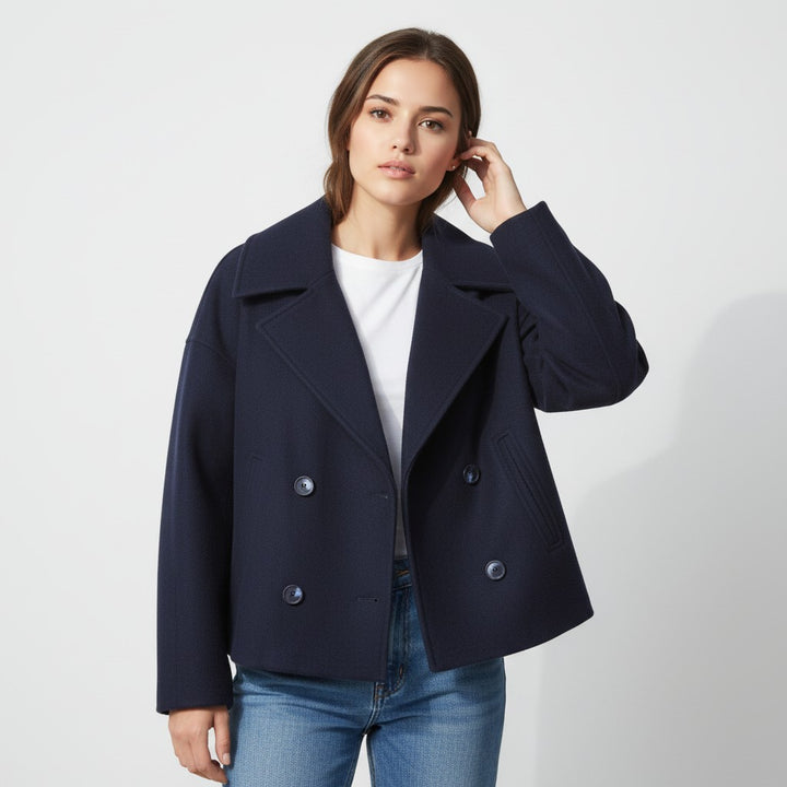 Vyana Collective Double-Breasted Short Women’s Coat-Vyana Collective