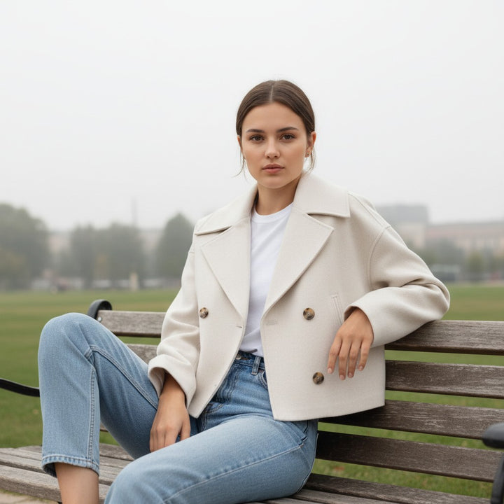 Vyana Collective Double-Breasted Short Women’s Coat-Vyana Collective