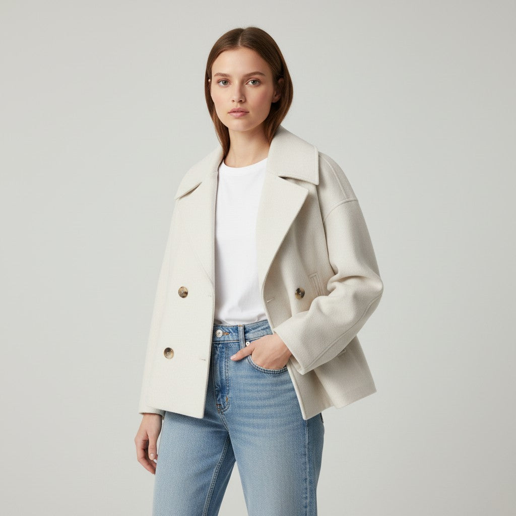 Vyana Collective Double-Breasted Short Women’s Coat-Vyana Collective