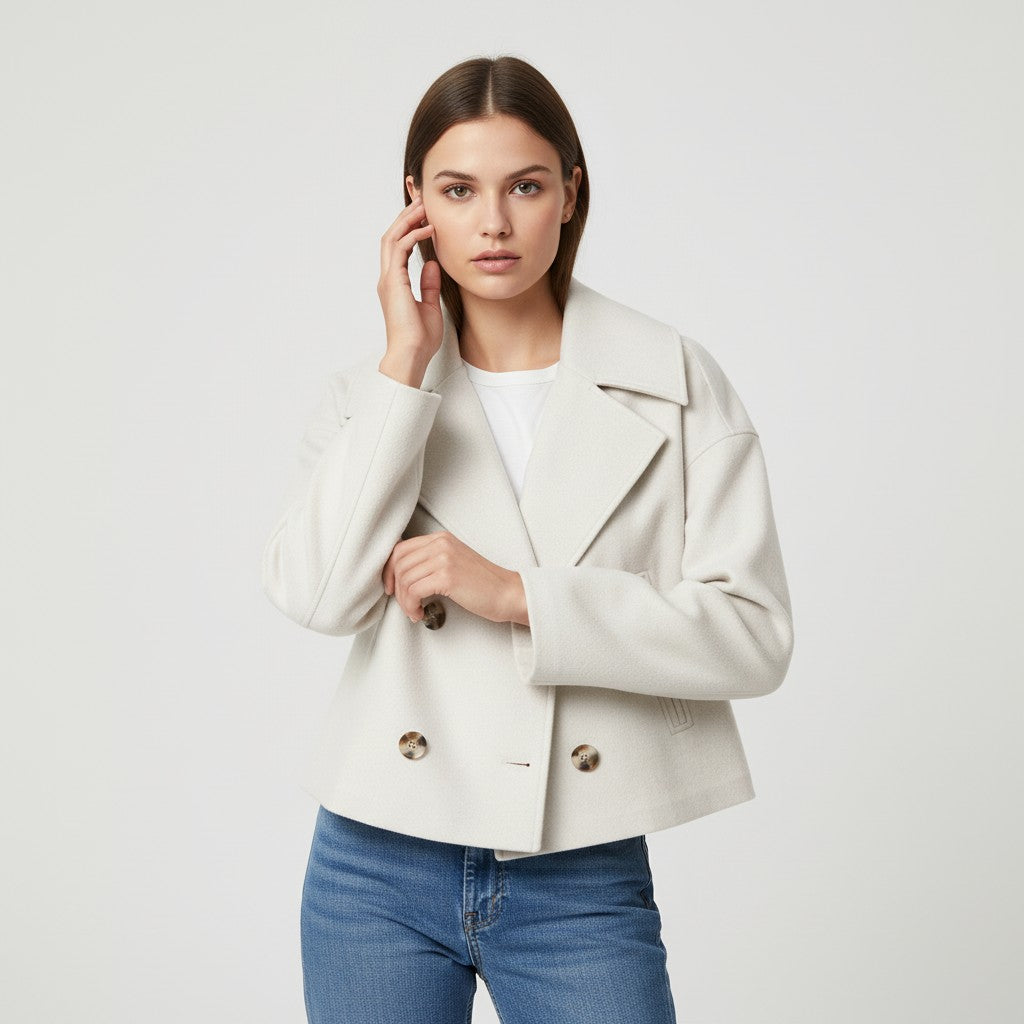 Vyana Collective Double-Breasted Short Women’s Coat-Vyana Collective