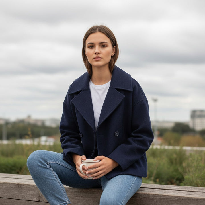 Vyana Collective Double-Breasted Short Women’s Coat-Vyana Collective