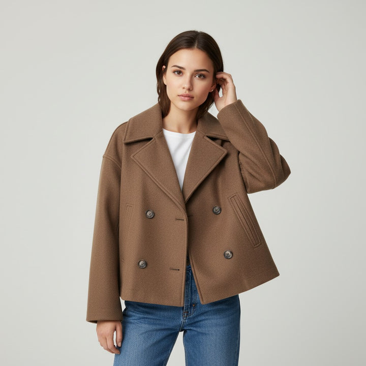 Vyana Collective Double-Breasted Short Women’s Coat-Vyana Collective