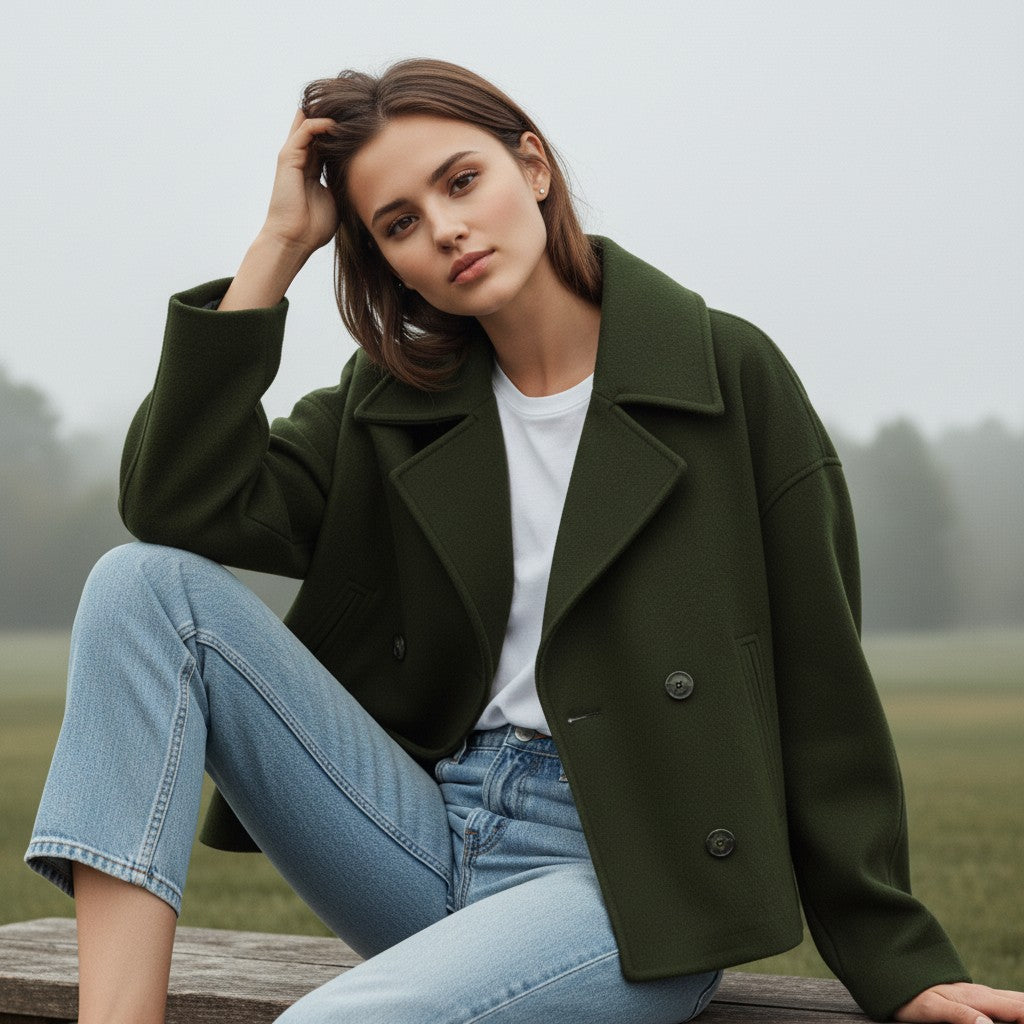 Vyana Collective Double-Breasted Short Women’s Coat-Vyana Collective