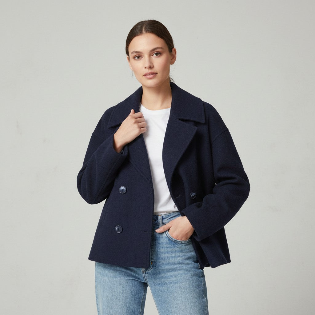 Vyana Collective Double-Breasted Short Women’s Coat-Vyana Collective