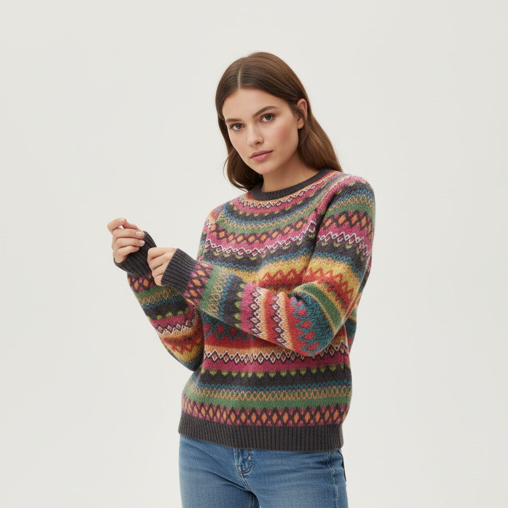 Vyana Collective - Warm and Cozy Retro Sweater for Women-Vyana Collective