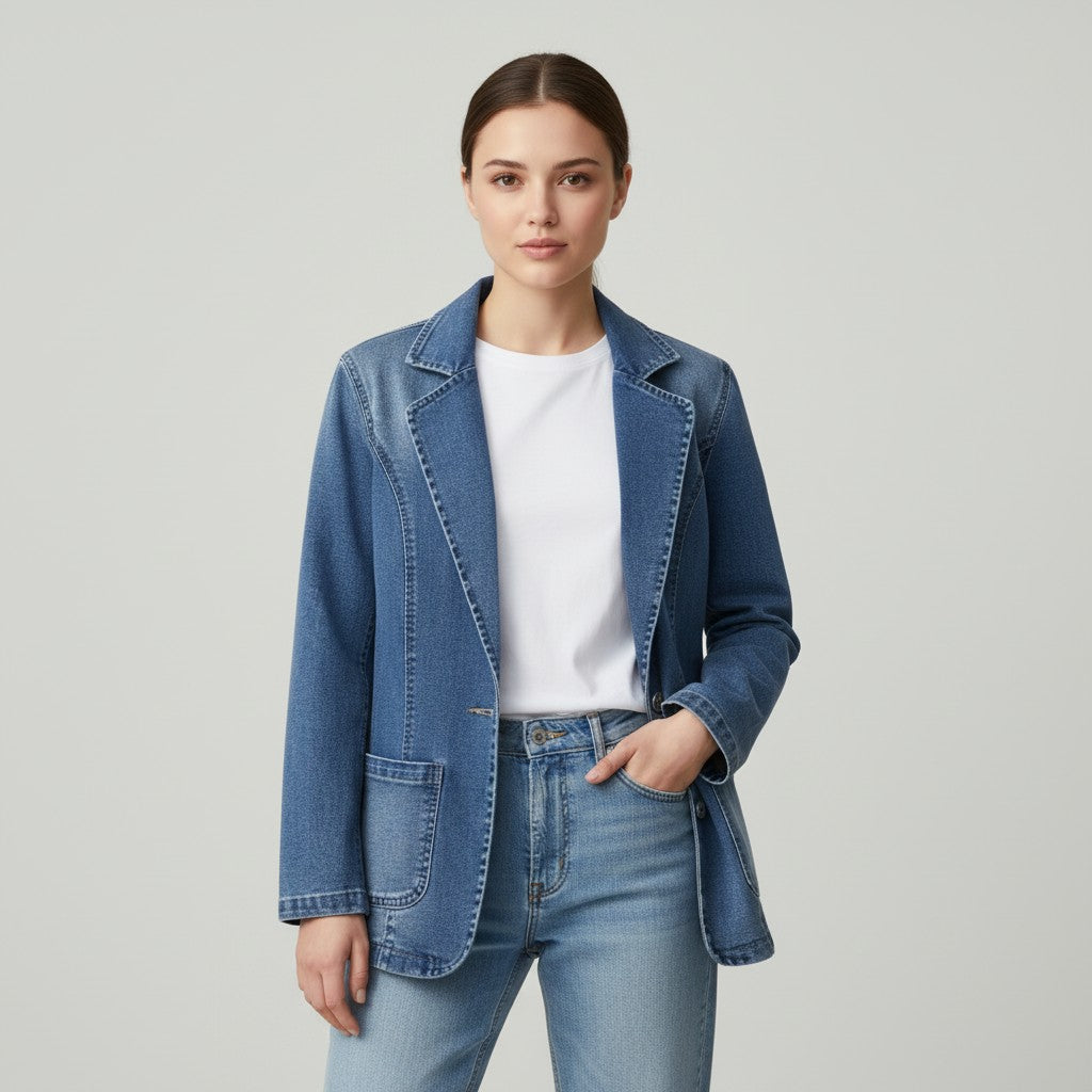 Vyana Collective Women's Anneke Denim Blazer-Vyana Collective