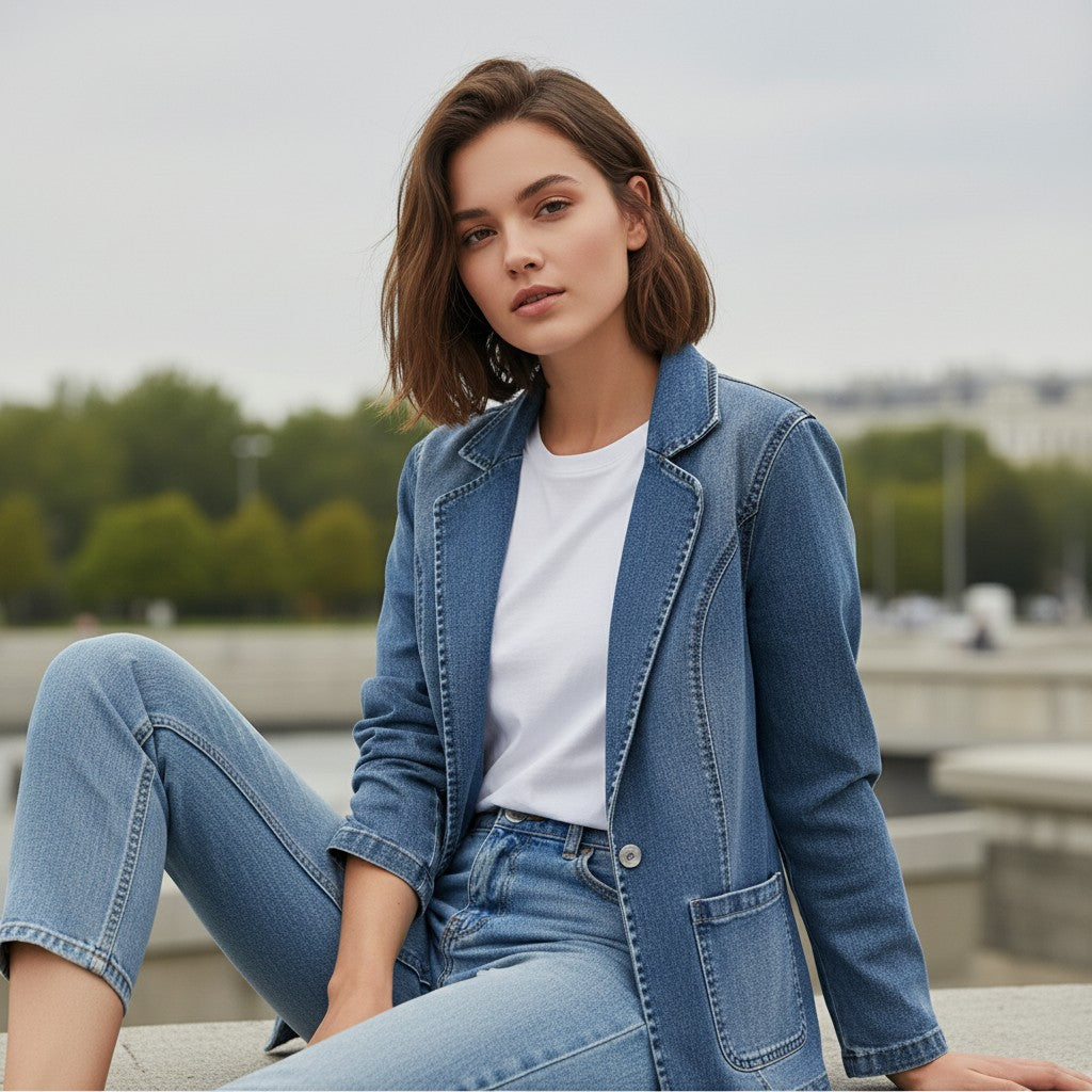 Vyana Collective Women's Anneke Denim Blazer-Vyana Collective