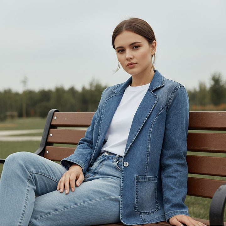 Vyana Collective Women's Anneke Denim Blazer-Vyana Collective