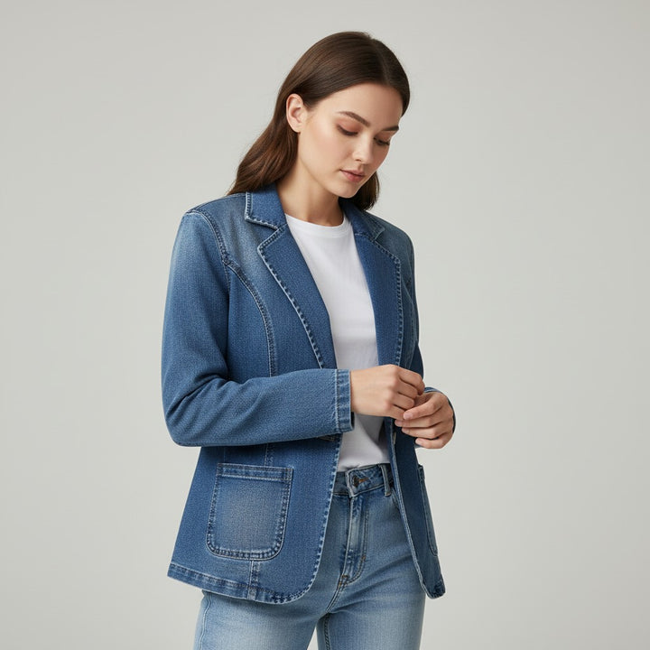 Vyana Collective Women's Anneke Denim Blazer-Vyana Collective