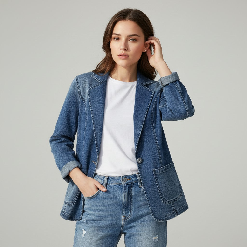 Vyana Collective Women's Anneke Denim Blazer-Vyana Collective