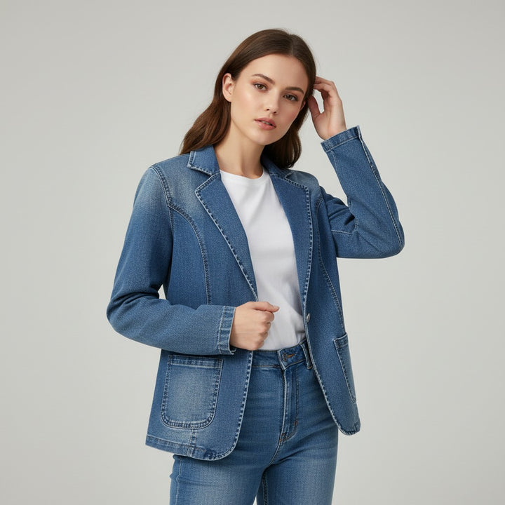 Vyana Collective Women's Anneke Denim Blazer-Vyana Collective