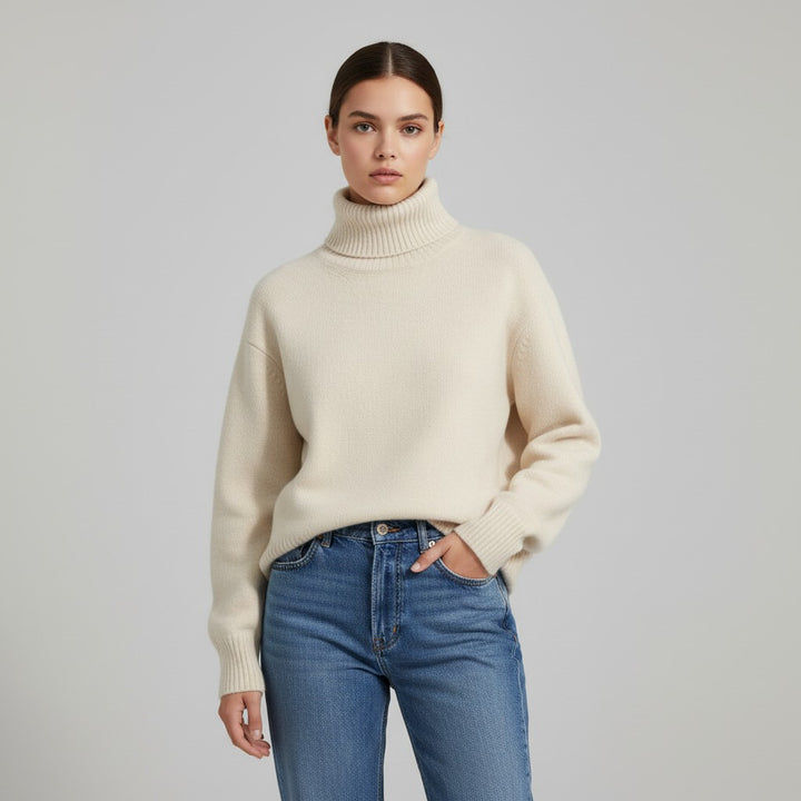 Vyana Collective Women’s Cashmere Turtleneck Sweater-Vyana Collective