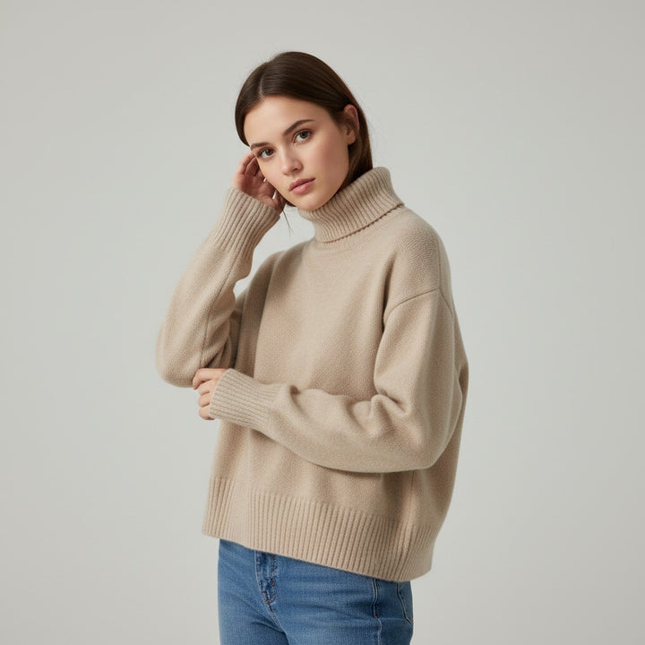 Vyana Collective Women’s Cashmere Turtleneck Sweater-Vyana Collective