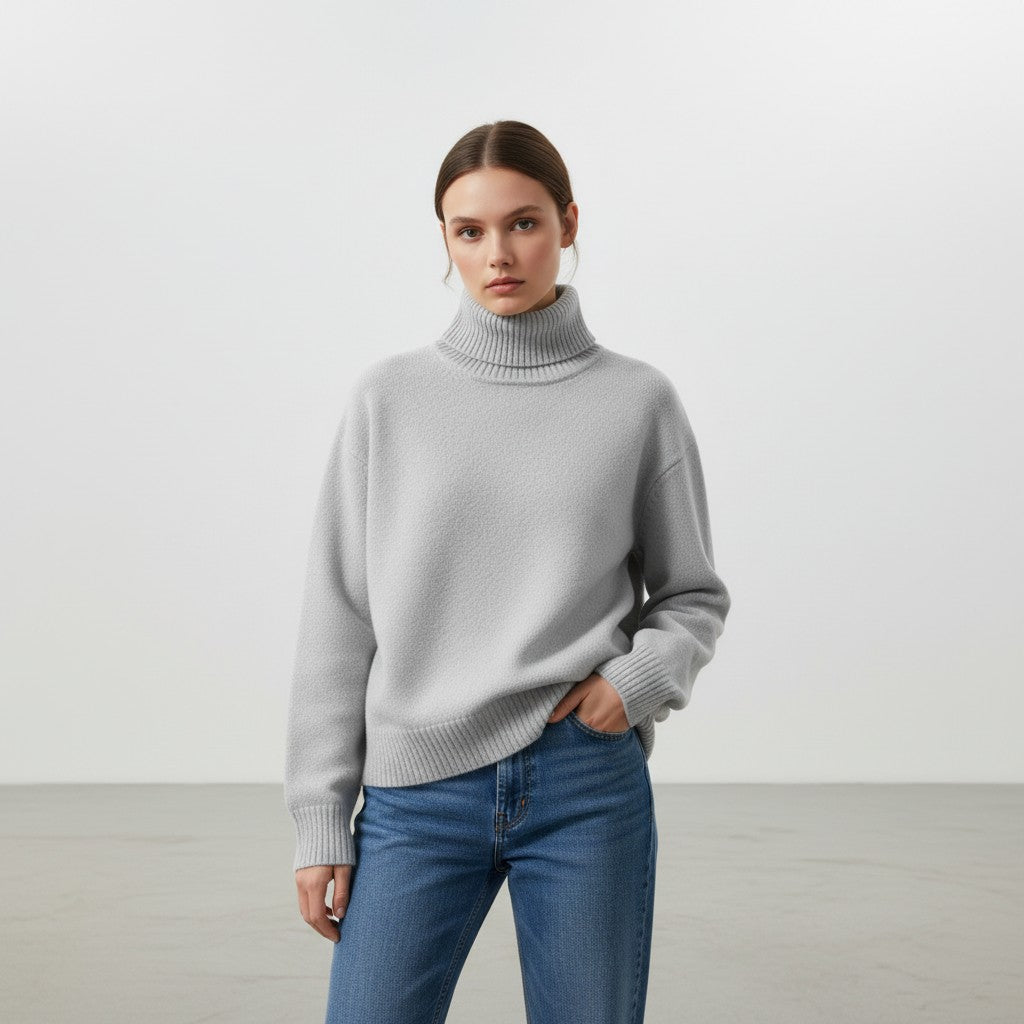 Vyana Collective Women’s Cashmere Turtleneck Sweater-Vyana Collective