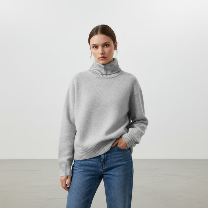 Vyana Collective Women’s Cashmere Turtleneck Sweater-Vyana Collective