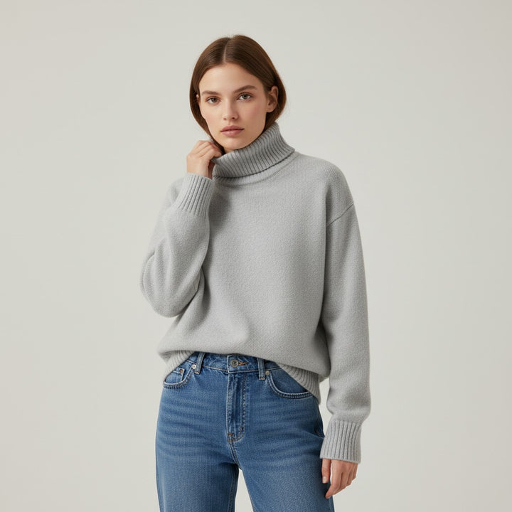Vyana Collective Women’s Cashmere Turtleneck Sweater-Vyana Collective