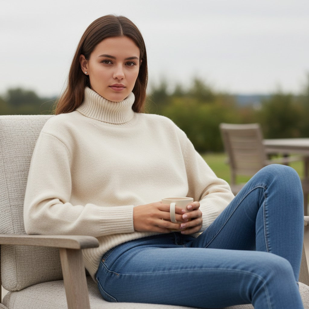 Vyana Collective Women’s Cashmere Turtleneck Sweater-Vyana Collective