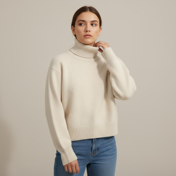 Vyana Collective Women’s Cashmere Turtleneck Sweater-Vyana Collective