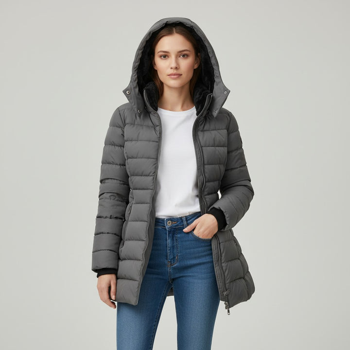 Vyana Collective Women’s Long Winter Coat with Fleece Lining-Vyana Collective