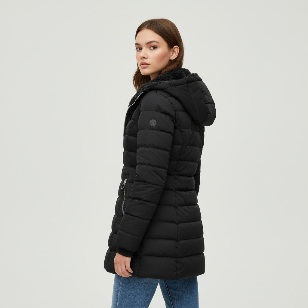 Vyana Collective Women’s Long Winter Coat with Fleece Lining-Vyana Collective