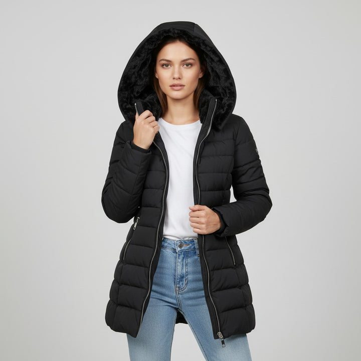 Vyana Collective Women’s Long Winter Coat with Fleece Lining-Vyana Collective