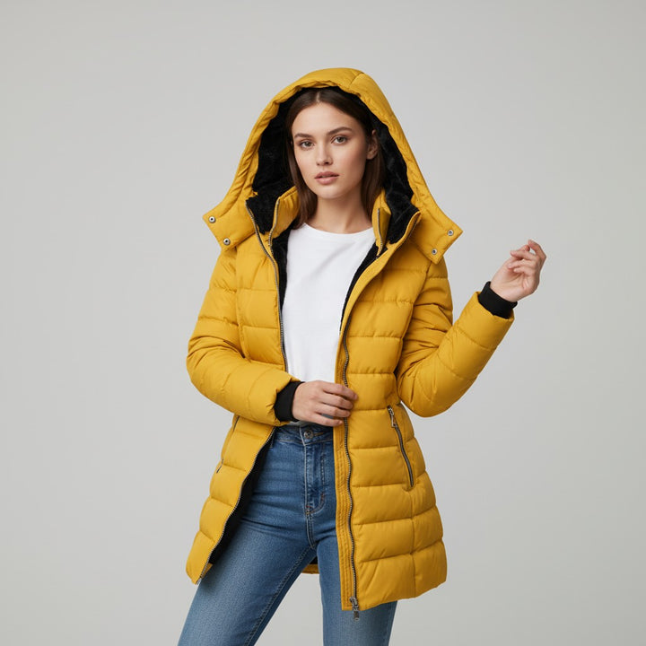 Vyana Collective Women’s Long Winter Coat with Fleece Lining-Vyana Collective