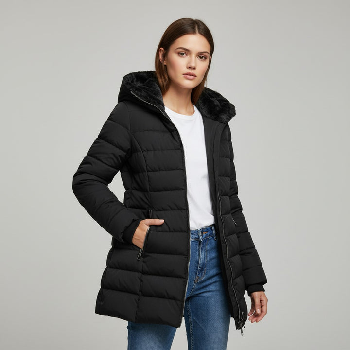 Vyana Collective Women’s Long Winter Coat with Fleece Lining-Vyana Collective