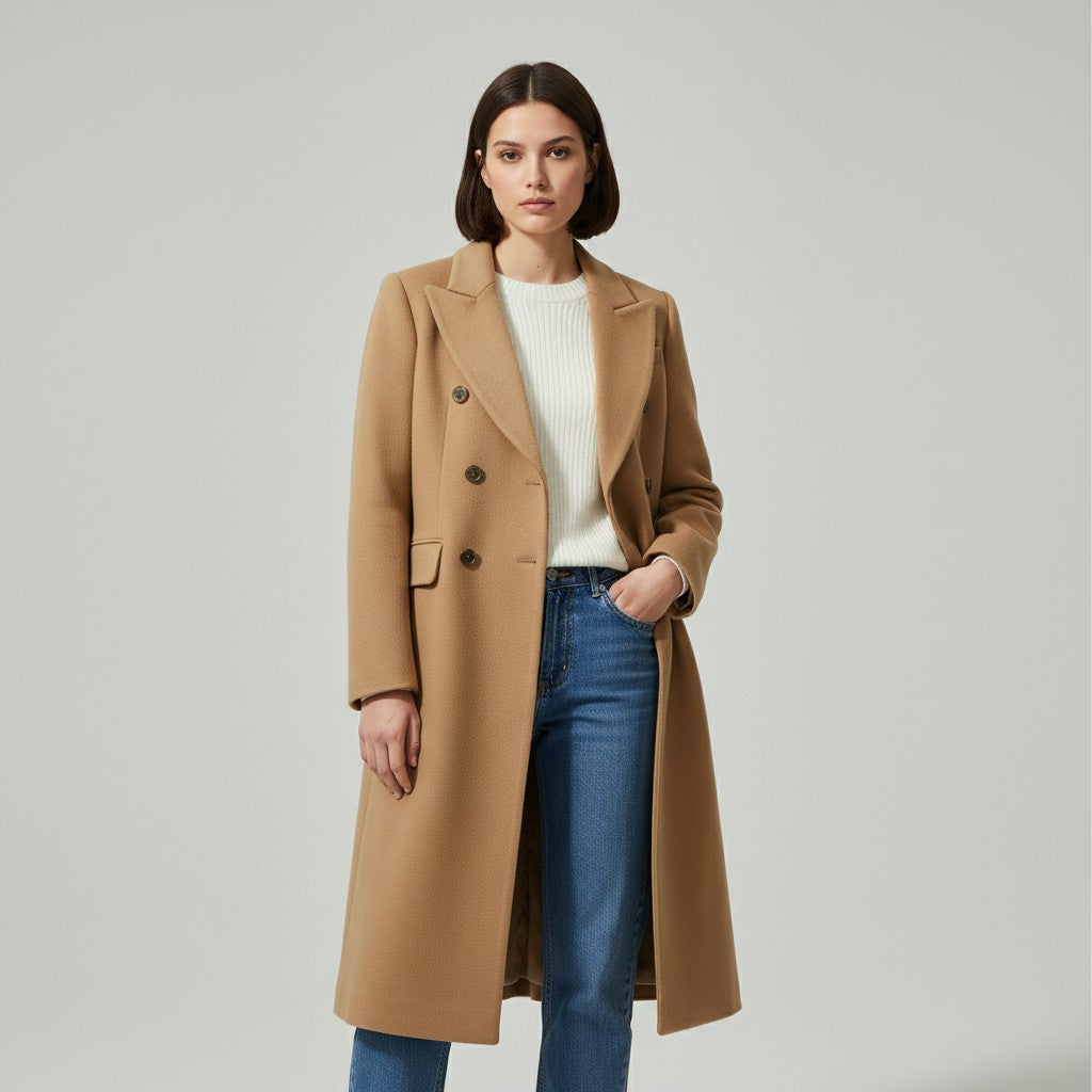 Vyana Collective Women’s Long Wool Overcoat-Vyana Collective