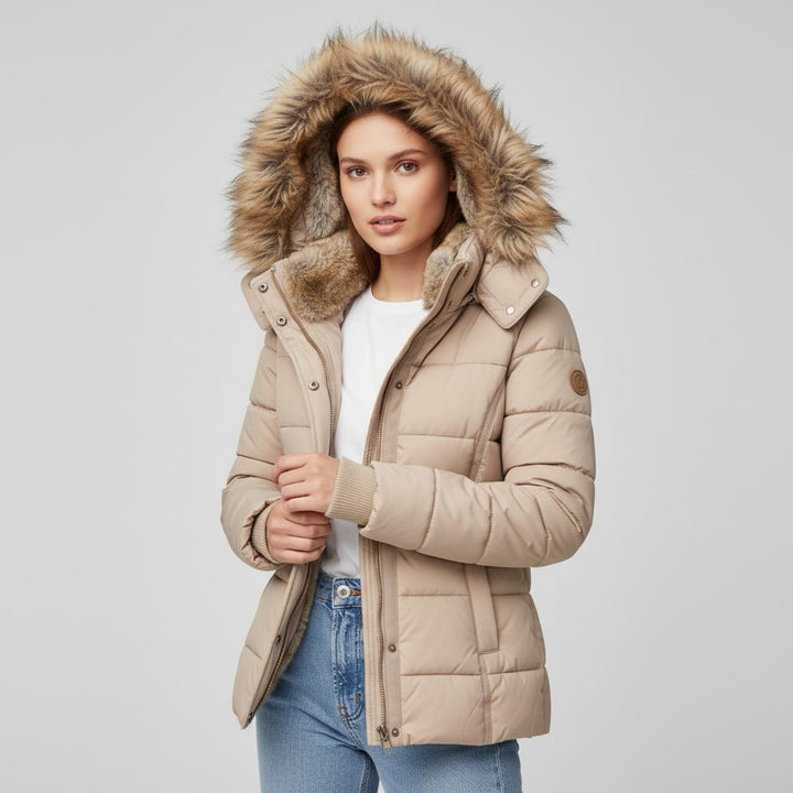 Vyana Collective Women’s Quilted Cotton Puffer Jacket-Vyana Collective