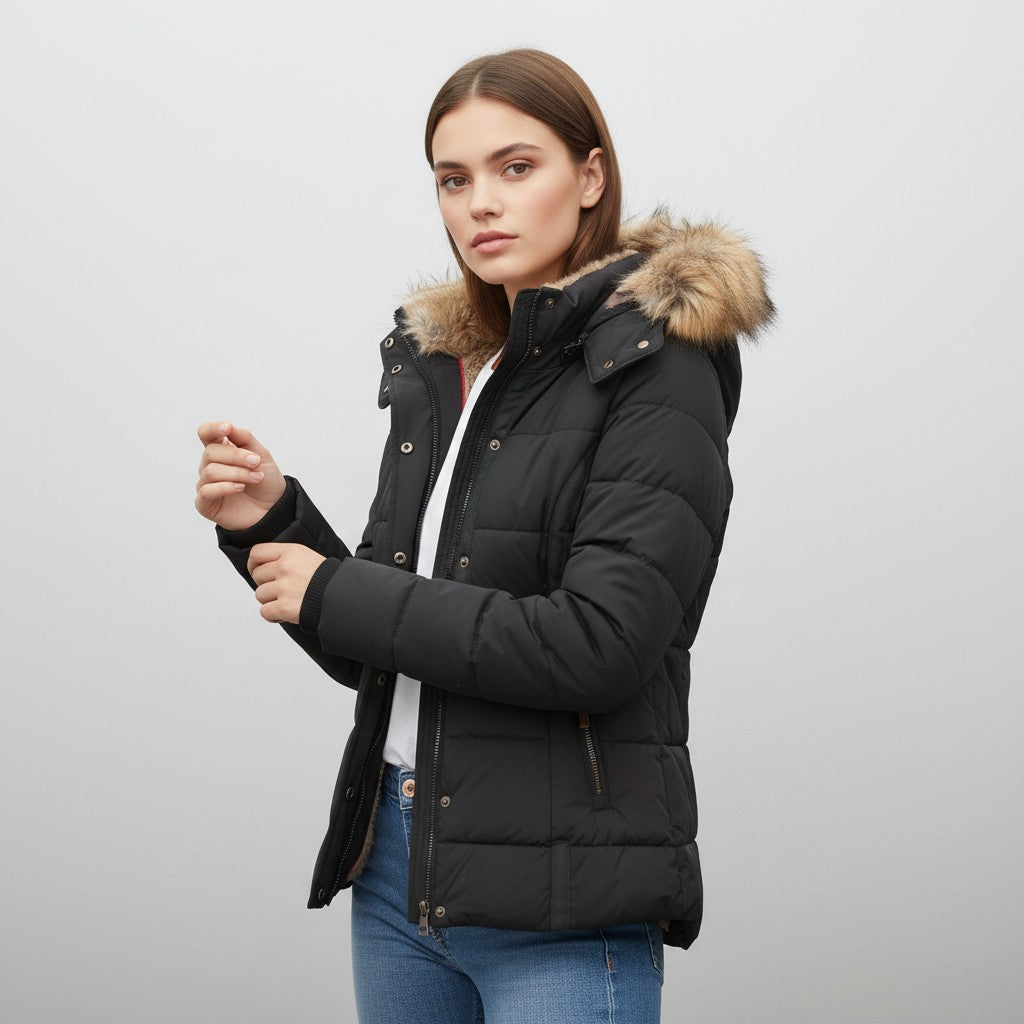 Vyana Collective Women’s Quilted Cotton Puffer Jacket-Vyana Collective